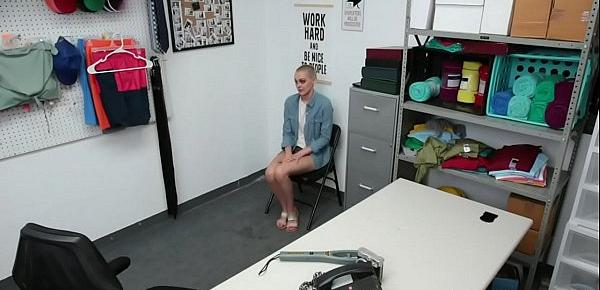  Teen Paris Amour with short hair getting her pussy punished by the pervy security officer